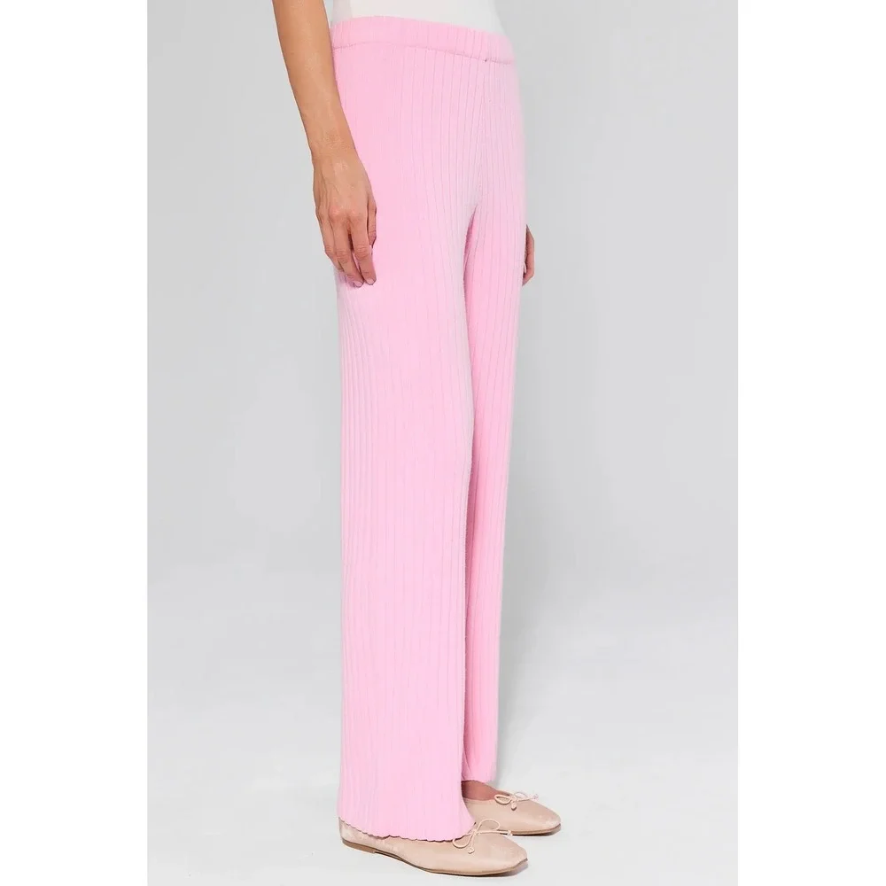 NWT Avara Wishlist Brianna Pink Ribbed Knit Pants Large Stretch Comfy‎ Lounge